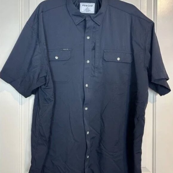 Poncho Shirt Size XXL Black Regular Fit Magnetic Pockets short sleeve button up - Picture 1 of 7